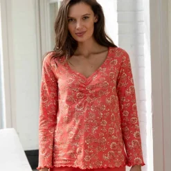 Pyjama manches longues coton imprimé fleurs