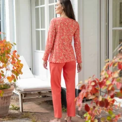 Pyjama manches longues coton imprimé fleurs