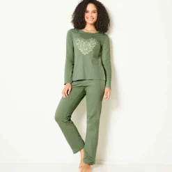 Pyjama manches longues imprimé cœur