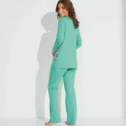 Pyjama manches longues imprimé rosaces - coton