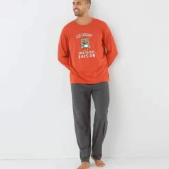 Pyjama message motif hibou manches longues