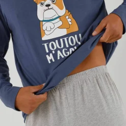 Pyjama message motif toutou manches longues