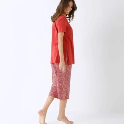 Pyjama pantacourt imprimé feuillage