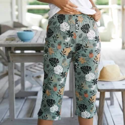 Pyjama pantacourt imprimé feuillages