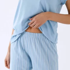 Pyjama pantacourt motif soleil et imprimé rayé