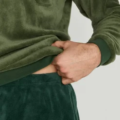Pyjama pantalon bicolore maille polaire manches longues