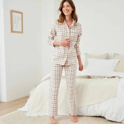Pyjama pantalon en flanelle tissé teint carreaux