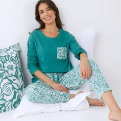 Pyjama pantalon imprimé bicolore Montego