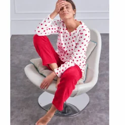 Pyjama polaire imprimé pois toucher peluche manches longues