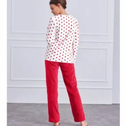 Pyjama polaire imprimé pois toucher peluche manches longues