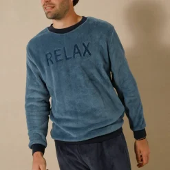 Pyjama "Relax" en maille polaire, toucher peluche