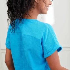 Pyjama short boutonné en gaze de coton