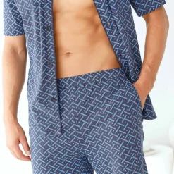 Pyjama short boutonné en maille imprimée