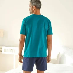 Pyjama short col rond à message