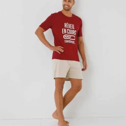 Pyjama short col rond à message