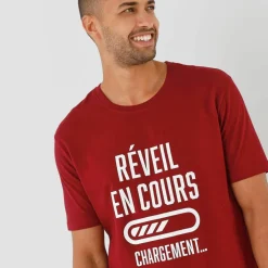 Pyjama short col rond à message