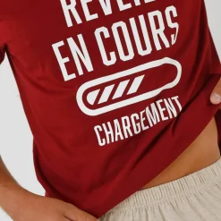 Pyjama short col rond à message