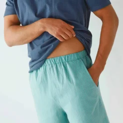 Pyjama short col tunisien bi-matière