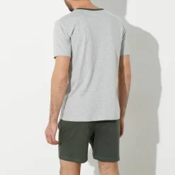 Pyjama short col V contrasté manches courtes