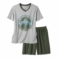 Pyjama short col V contrasté manches courtes