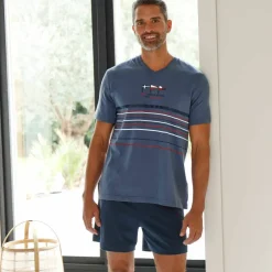 Pyjama short col V coton adouci