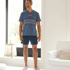 Pyjama short col V coton adouci