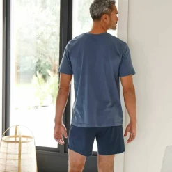 Pyjama short col V coton adouci