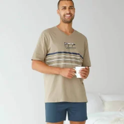 Pyjama short col V coton adouci