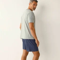 Pyjama short col V imprimé message