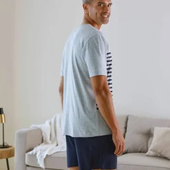Pyjama short col V à message