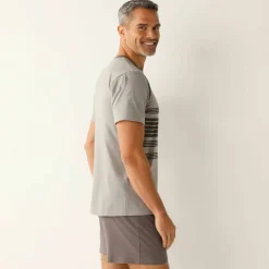 Pyjama short coton rayé