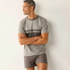 Pyjama short coton rayé