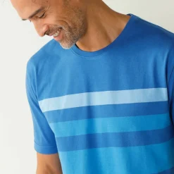 Pyjama short coton rayures placées col rond