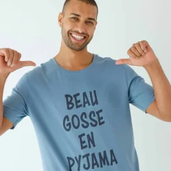Pyjama short imprimé message, manches courtes