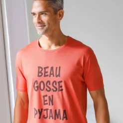 Pyjama short imprimé message, manches courtes