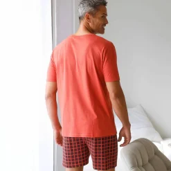 Pyjama short imprimé message, manches courtes