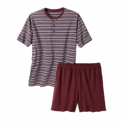 Pyjama-short rayé col tunisien