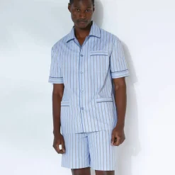 Pyjama short rayures popeline coton