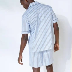 Pyjama short rayures popeline coton