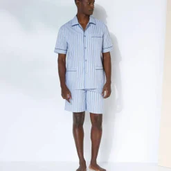 Pyjama short rayures popeline coton