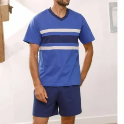 Pyjama short tricolore - lot de 2
