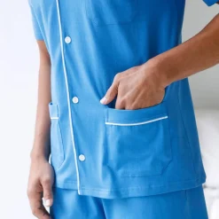 Pyjama short veste boutonnée jersey coton uni