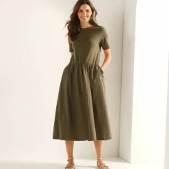 Robe bi-matière, manches courtes