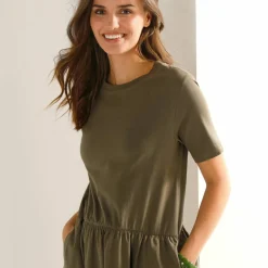Robe bi-matière, manches courtes