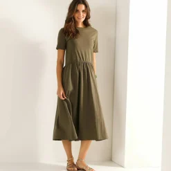 Robe bi-matière, manches courtes