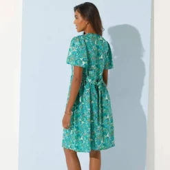 Robe boutonnée manches "papillon" imprimée