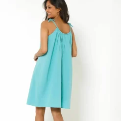 Robe bretelles tressées, gaze de coton