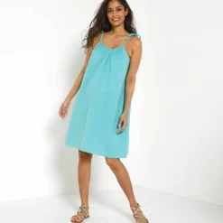 Robe bretelles tressées, gaze de coton