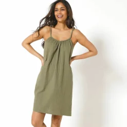 Robe bretelles tressées, gaze de coton