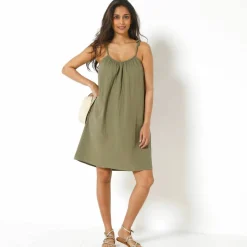 Robe bretelles tressées, gaze de coton